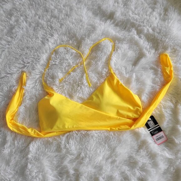 Shekini Womens Yellow Wrap Bikini Halter Bandage Set Size Large - Picture 8 of 9